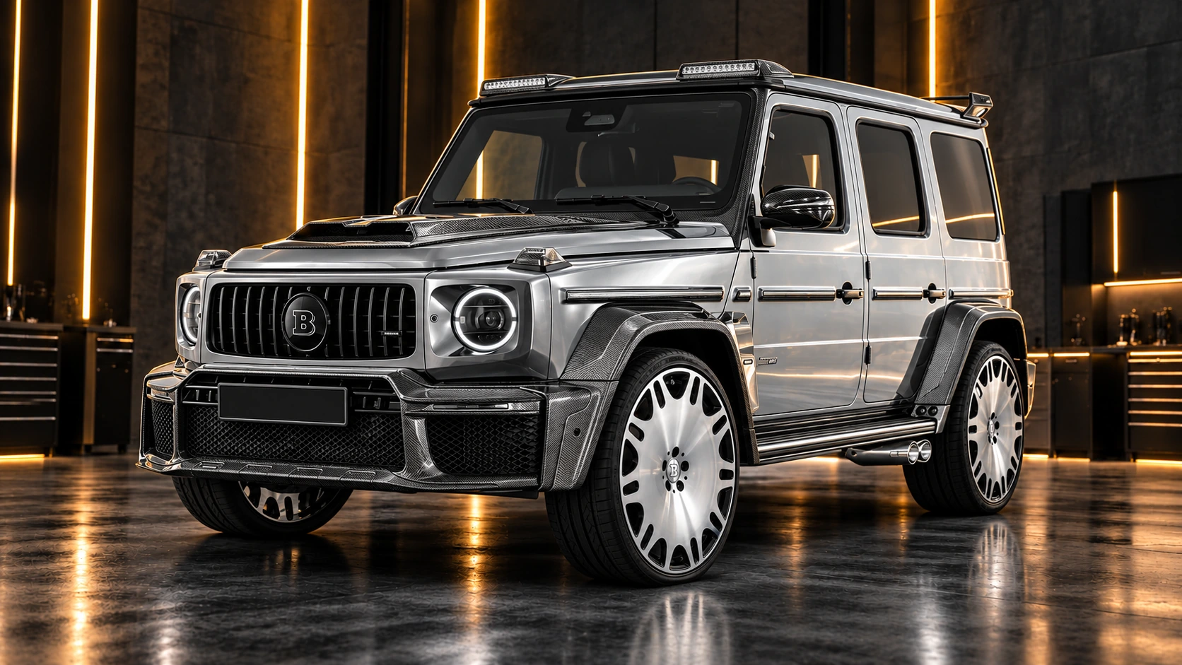 Strieborné G Brabus 800 s WIDESTAR Carbon kitom