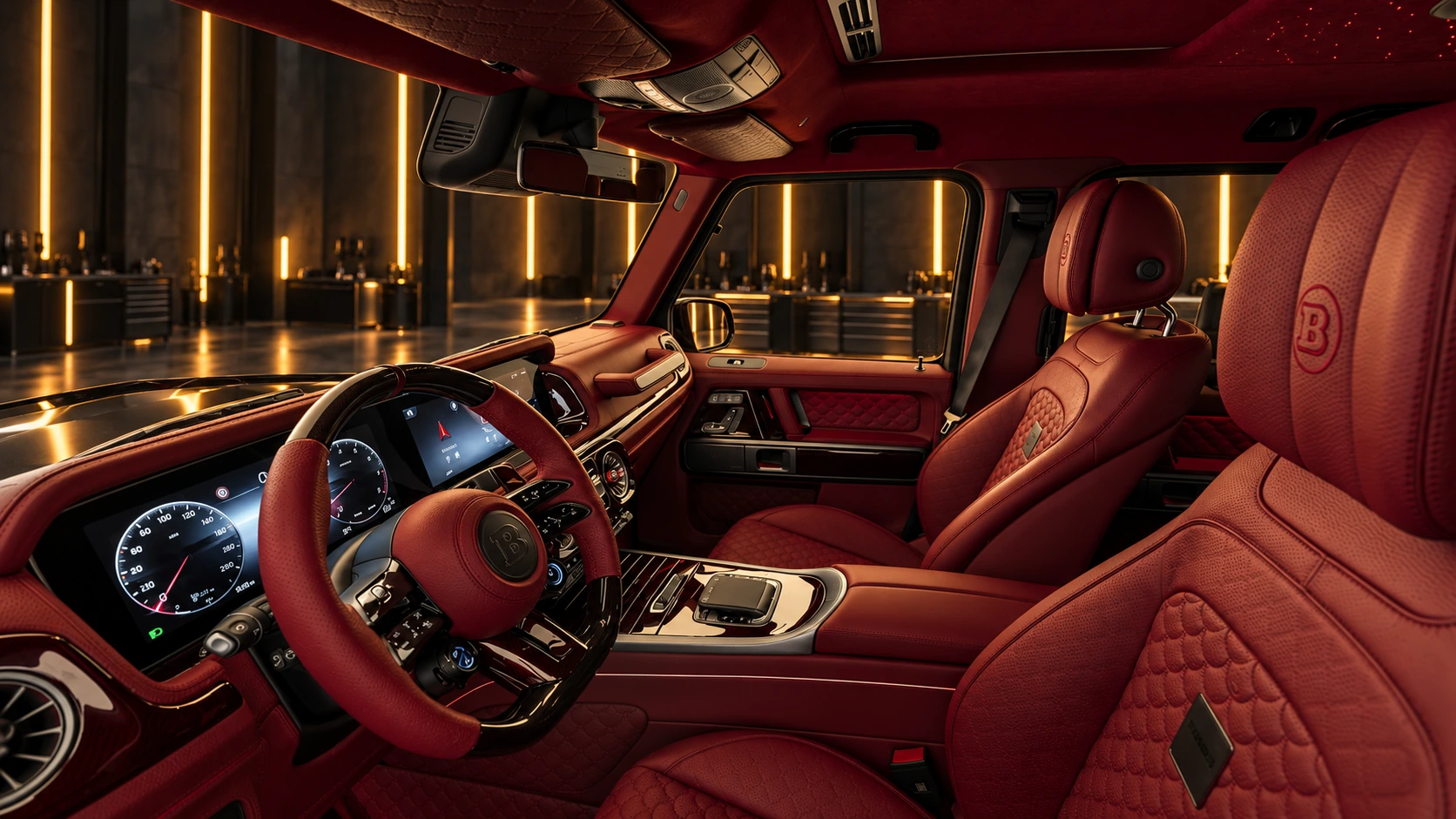 G Brabus 800 / bordový prešívaný interiér